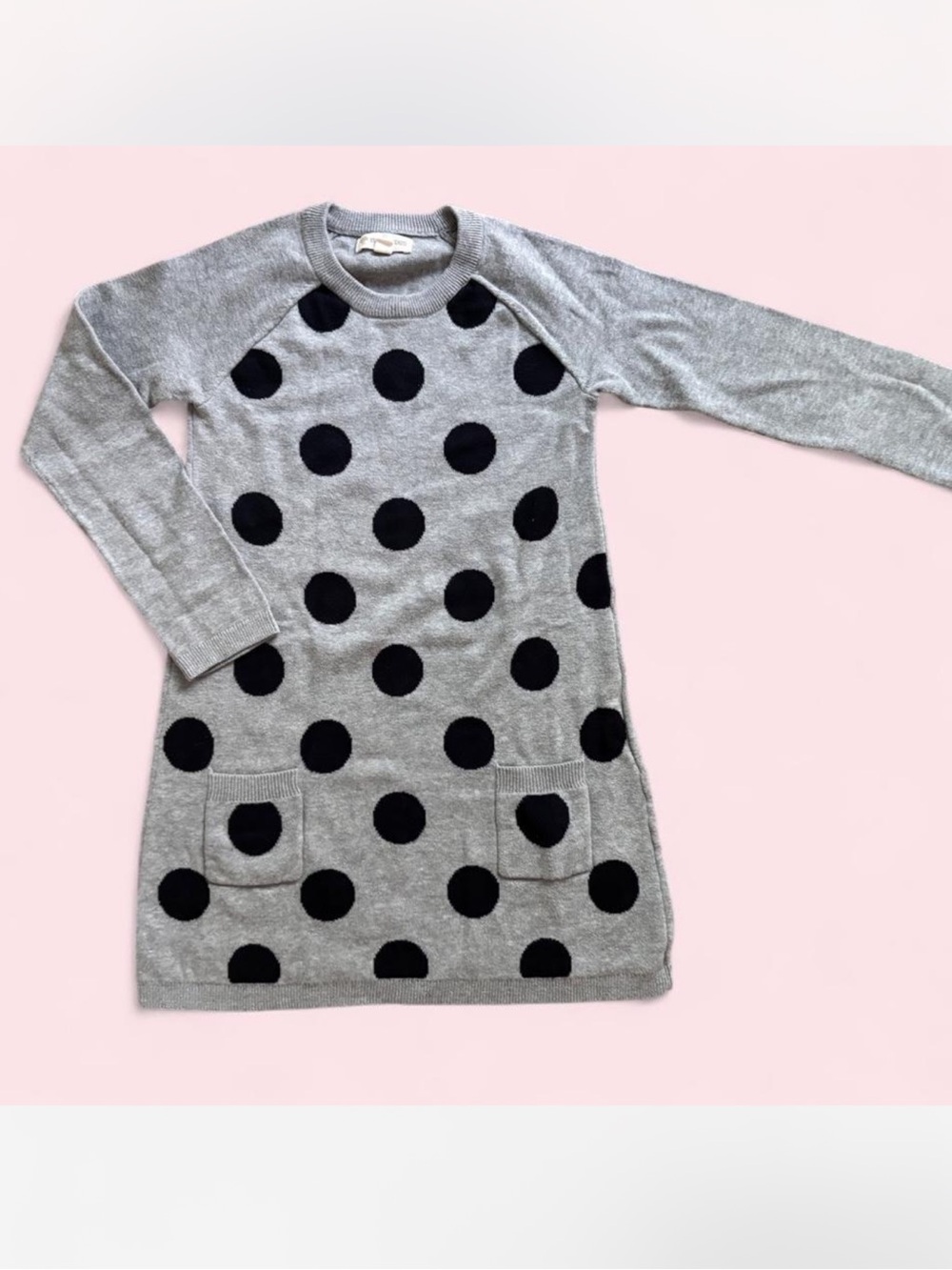 Tucker & Tate size 6 Girls Gray Sweater Dress Polka Dots